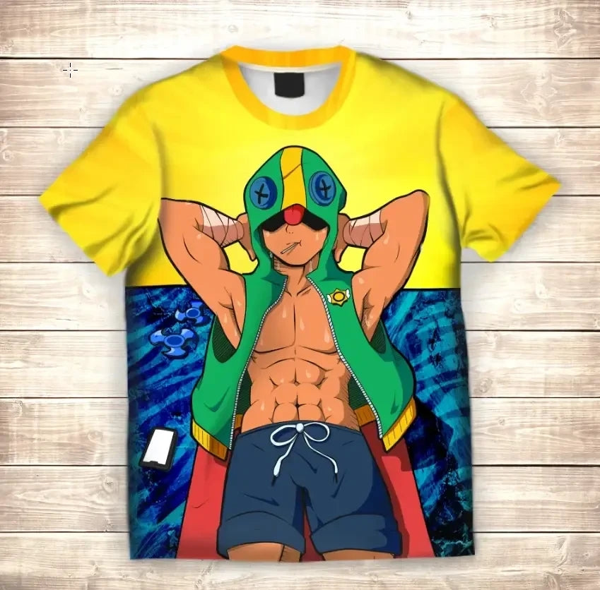 T-shirt 3D All Over Print Adult Leon Brawl Stars on the beach