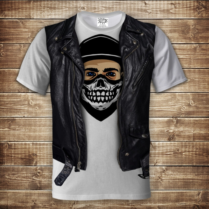 T-shirt 3D All Over Print 2-in-1 shirt + vest Skull Mask Adult and children's sizes