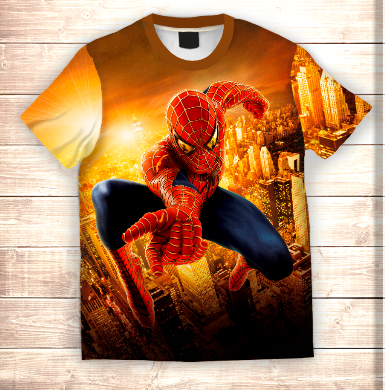 T-shirt 3D All Over Print Spiderman in Gold City