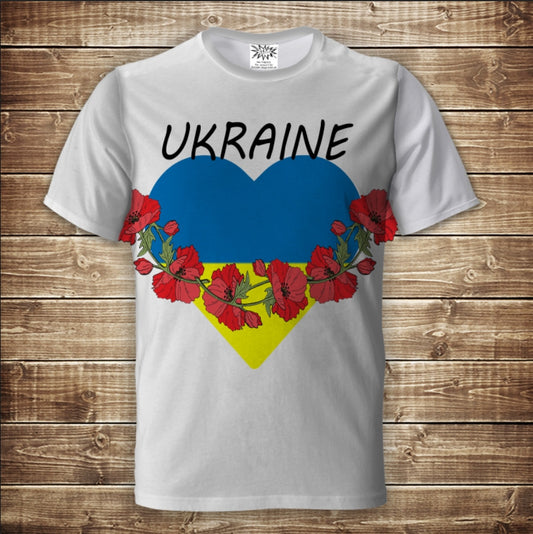 T-shirt 3D All Over Print Heart of Ukraine Adult and Children Sizes