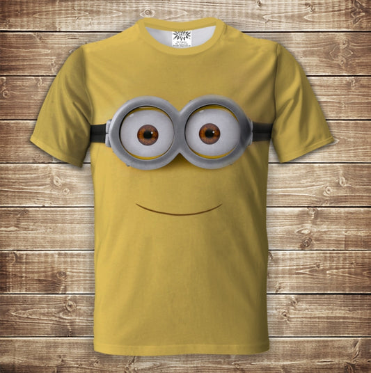 Camiseta 3D All Over Print con tema Minion Kevin para tallas Adultos y Niños.