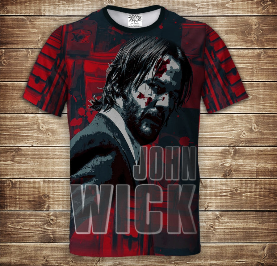 Camiseta 3D All Over Print con temática de Jonn Wick.