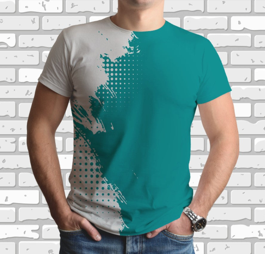 Camiseta con estampado integral en 3D y tema artístico de acuarela