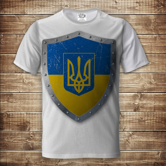 T-shirt 3D All Over Print with the Shield of Ukraine and Heart Adult and Children Sizes