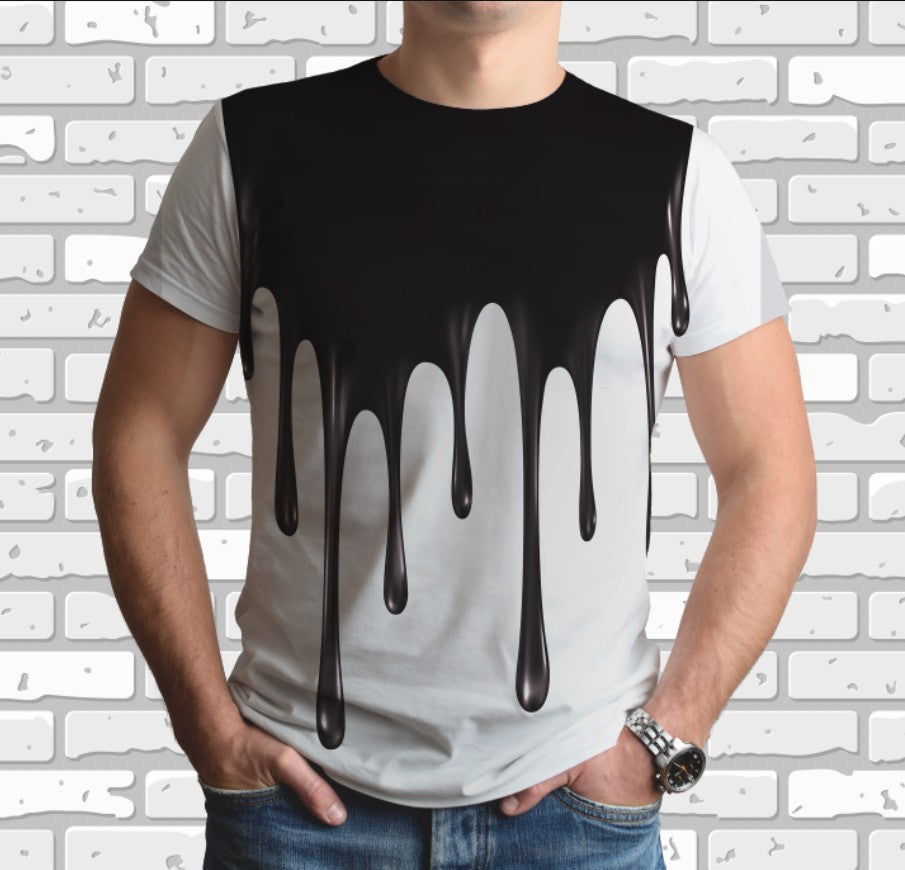 Camiseta con estampado integral en 3D y tema artístico de acuarela