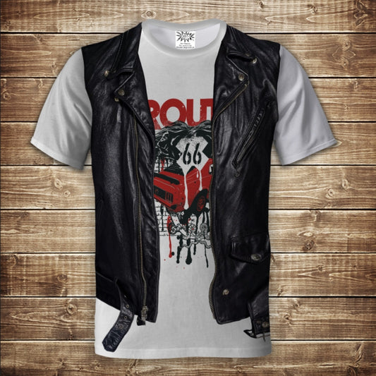 T-shirt 3D All Over Print 2-in-1 T-shirt + Vest Road 66 Adult and Children Sizes