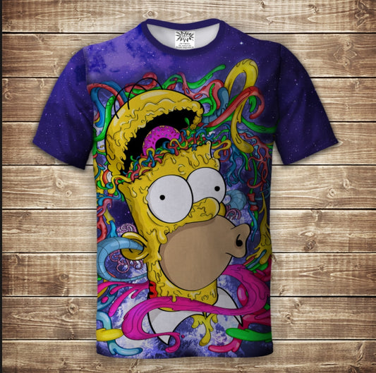 T-shirt 3D All Over Print with Homer's Thoughts Adult and Children's Sizes