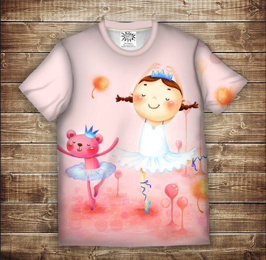 Camiseta 3D All Over Print Princesita y Osito de Peluche