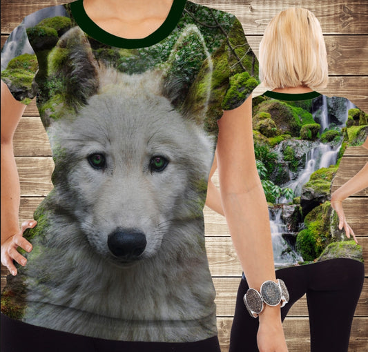 T-shirt 3D All Over Print White Wolf Adult and Kids Sizes