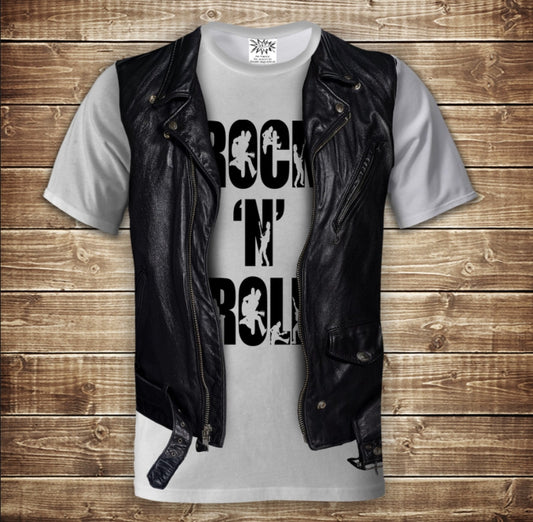 Camiseta 3D All Over Print Camiseta 2 en 1 + chaleco. Rock&amp;Roll Tallas adulto y infantil.