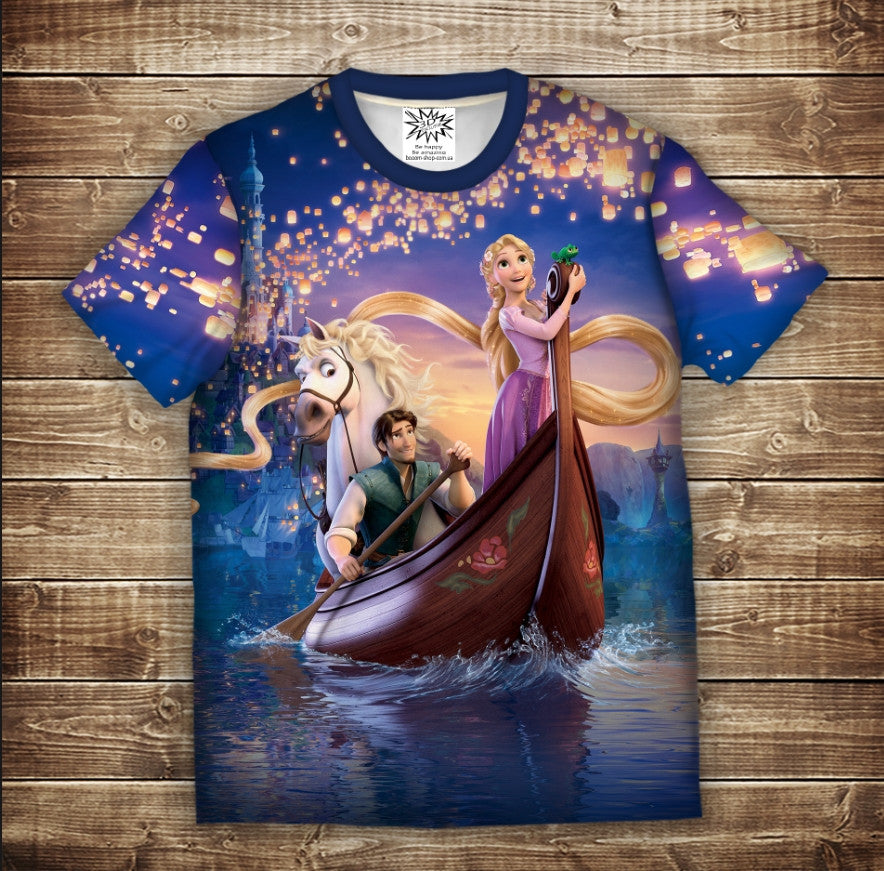 T-shirt 3D All Over Print Rapunzel and Lanterns