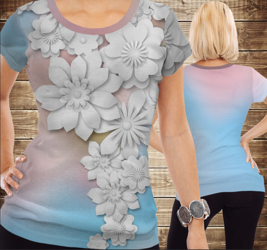 T-shirt 3D All Over Print with volumetric flowers Adult and children sizes