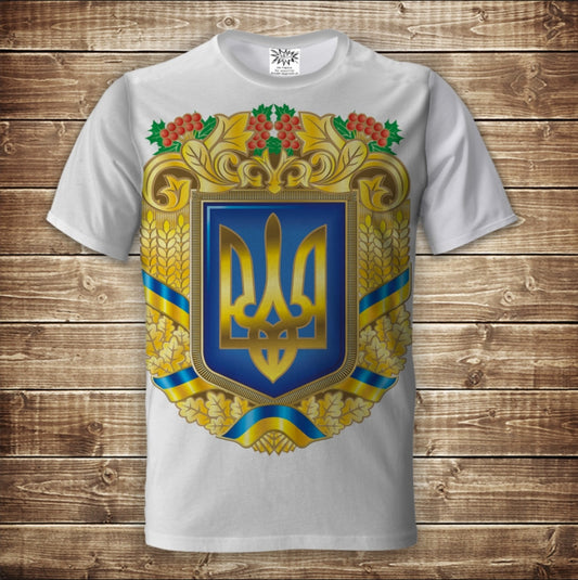 T-shirt 3D All Over Print with Trident Symbols of Ukraine Adult and Children Sizes