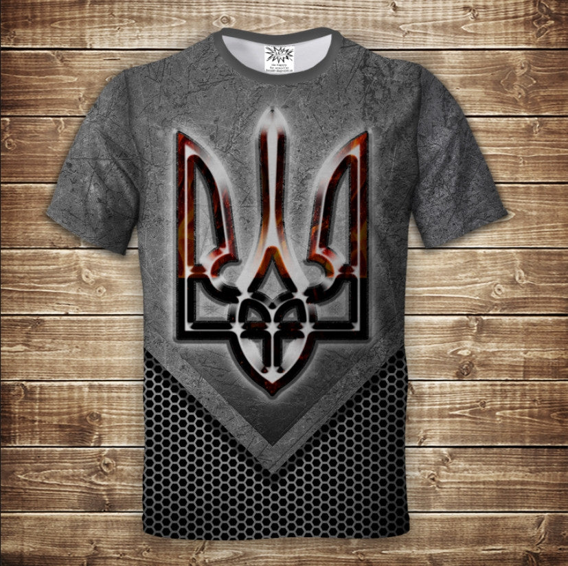 Camiseta 3D All Over Print Ucrania Tryzub Metal