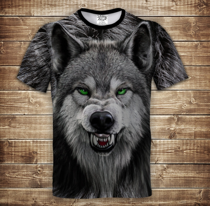 Camiseta 3D All Over Print Lobo Gruñido