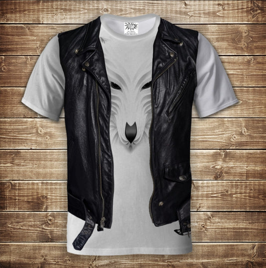 T-shirt 3D All Over Print 2-in-1 T-shirt + Vest White Wolf Adult and Children Sizes