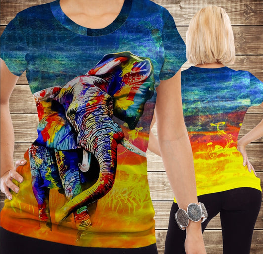 T-shirt 3D All Over Print Colorful Elephant