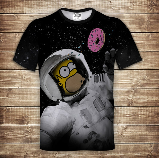 T-shirt 3D All Over Print Homer in Space Children and Adults Children's Sizes