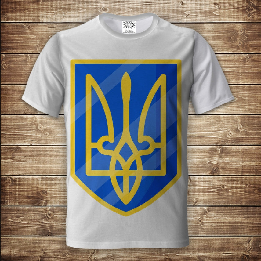 T-shirt 3D All Over Print with the emblem of Ukraine Trident Adult and children's sizes