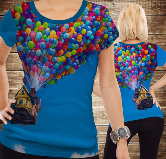 T-shirt 3D All Over Print themed: House on Air Balloons