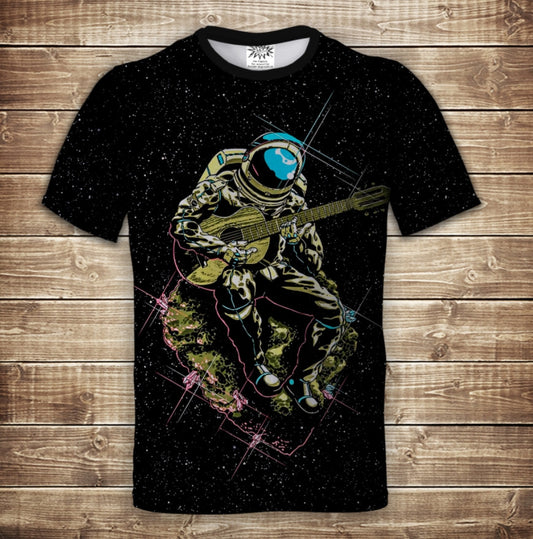 T-shirt 3D All Over Print Astronaut with Guitar