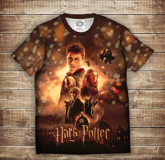 T-shirt 3D All Over Print Harry Potter. Sparks of fire. Children and adult sizes.