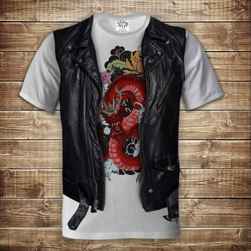 T-shirt 3D All Over Print 2-in-1 T-shirt + Vest Chinese Dragon Adult and Children Sizes