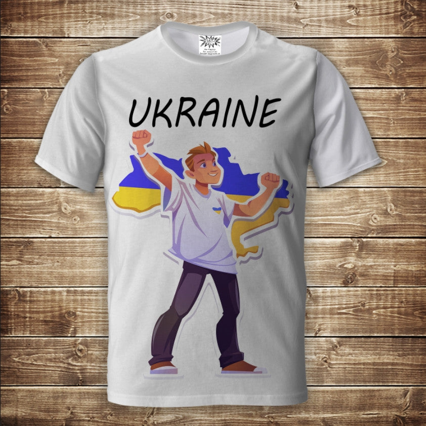 Футболка 3D All Over Print Boy and Map Ukraine Розміри для дорослих і дітей