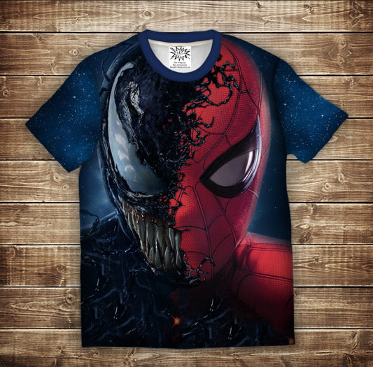 Camiseta 3D All Over Print Spiderman &amp; Venom Tallas Infantil y Adulto