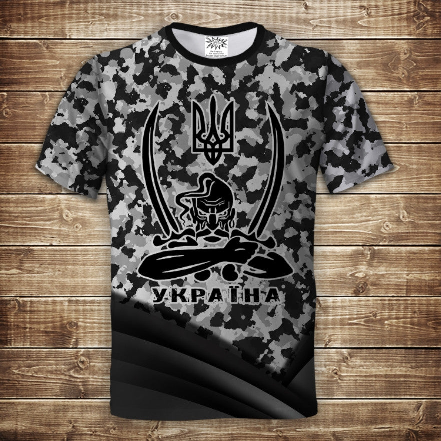 T-shirt 3D All Over Print Ukraine Cossack and Trident