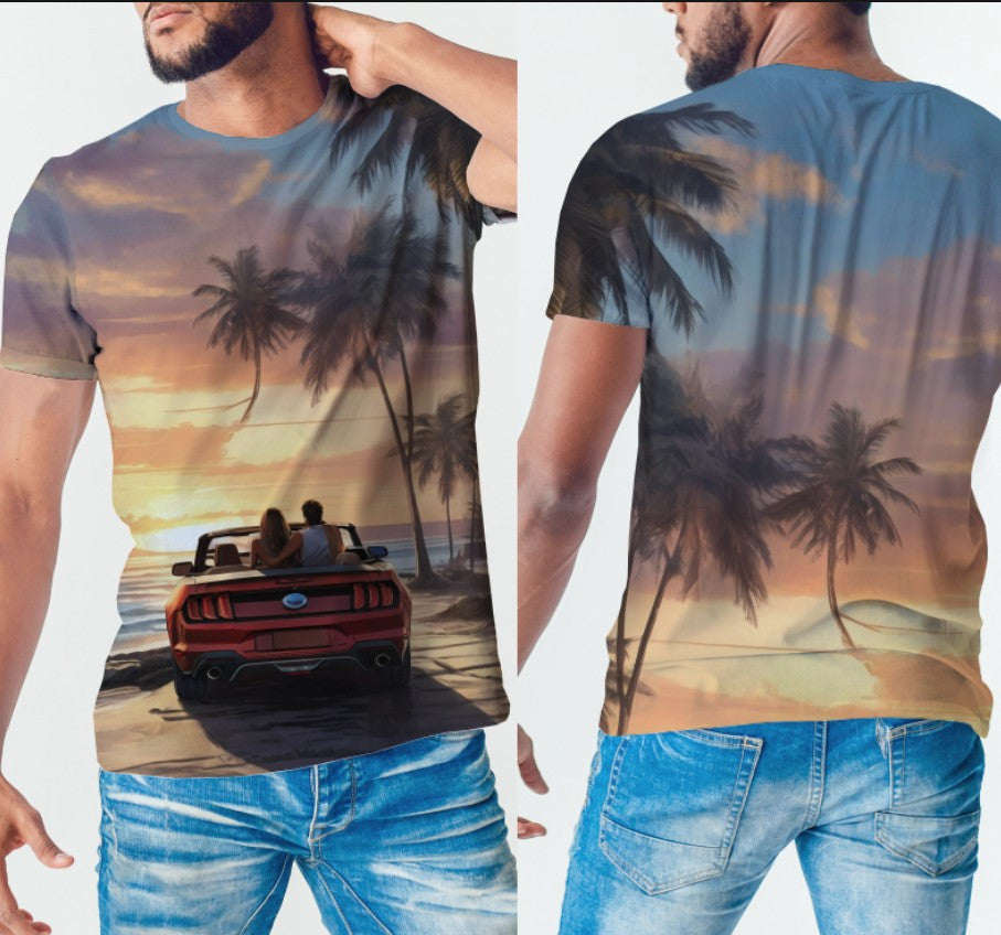 T-shirt 3D All Over Print with a Romantic Landscape Theme