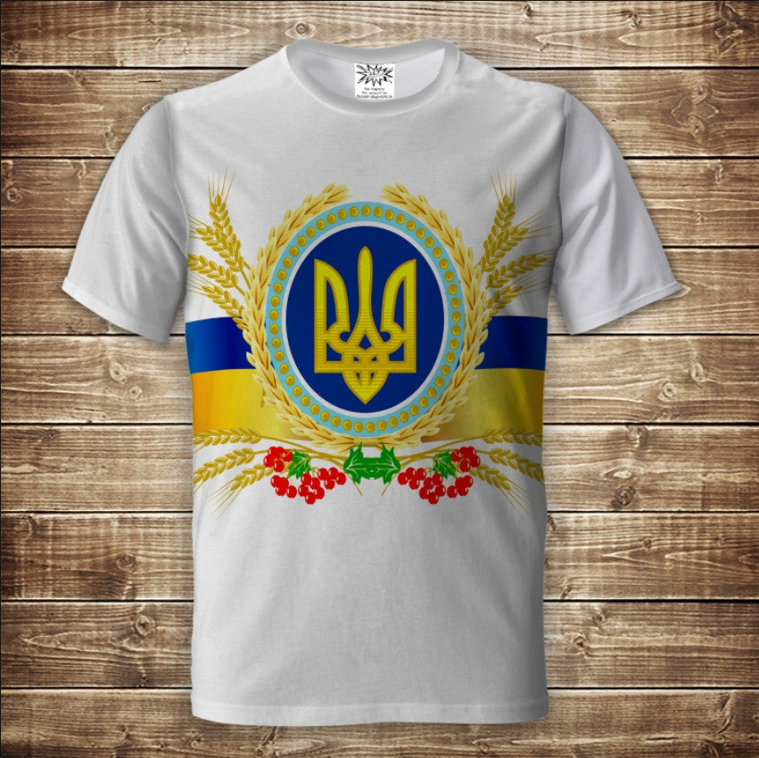 T-shirt 3D All Over Print with Trident Symbols of Ukraine Adult and Children Sizes