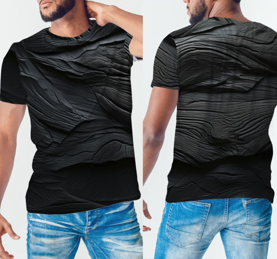 Camiseta con estampado integral en 3D, tema abstracto negro