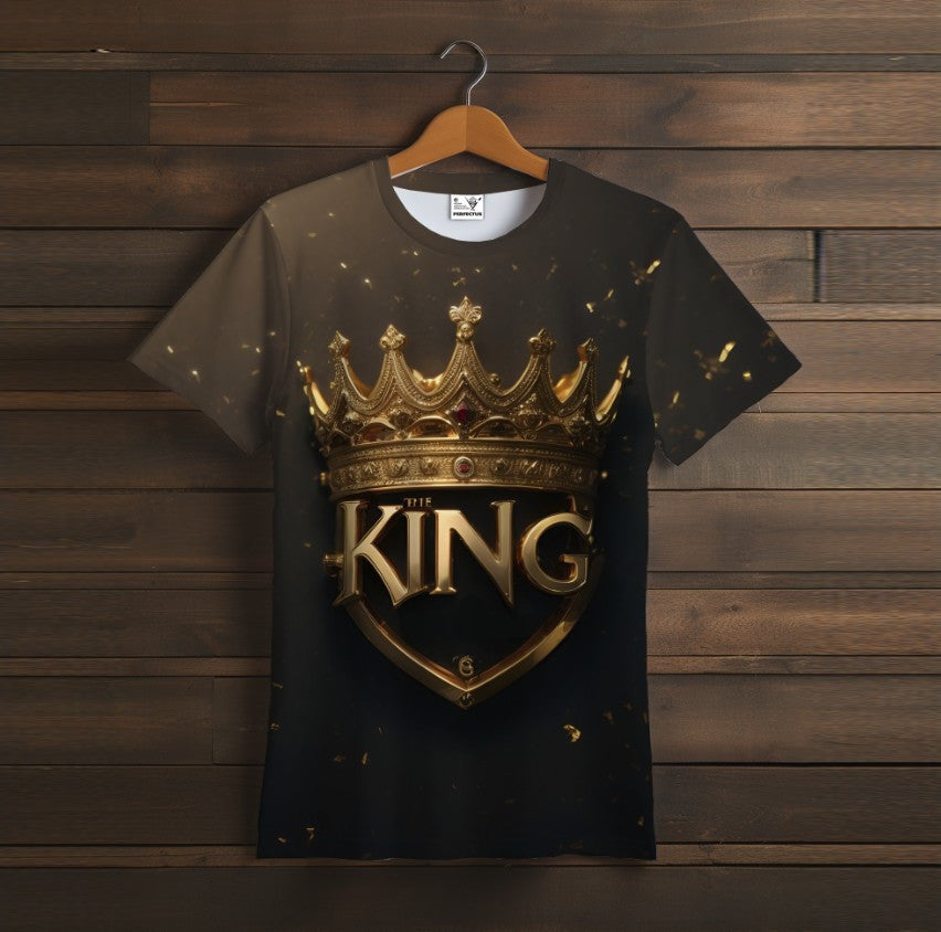 Camiseta 3D All Over Print con el tema de la Corona del Rey.