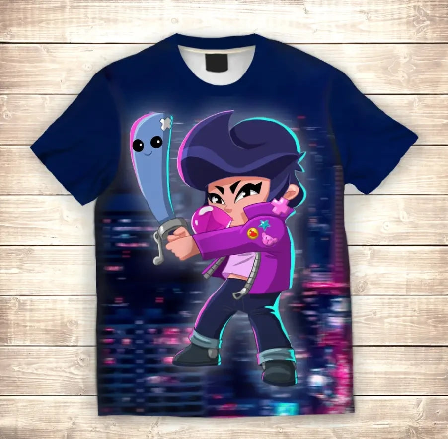 Camiseta 3D All Over Print Bibi con Murciélago Brawl Stars