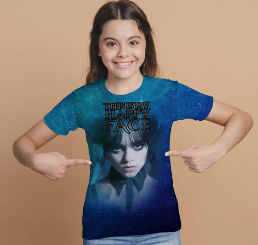 T-shirt 3D All Over Print with the print of Wednesday Addams and Enit Wednesday Addams.