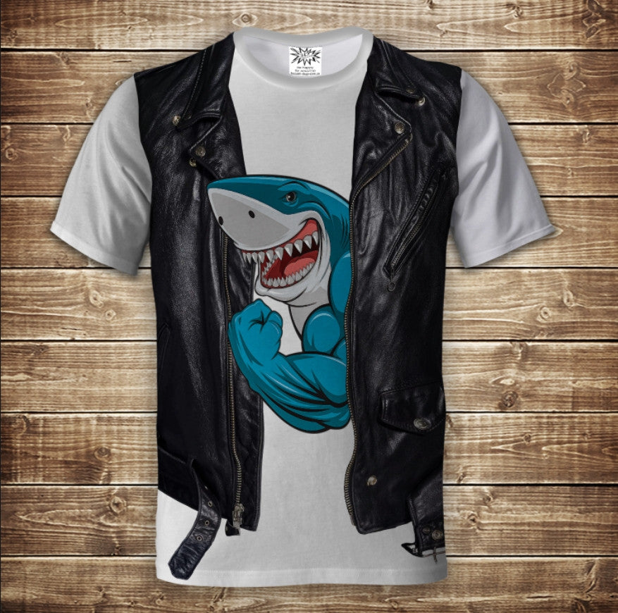 T-shirt 3D All Over Print 2-in-1 shirt + vest Shark Bodybuilder Adult and children's sizes