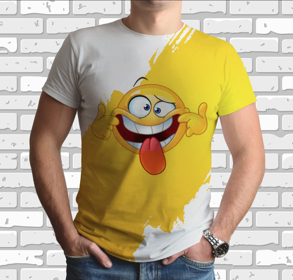 Camiseta con estampado integral en 3D y tema sonriente