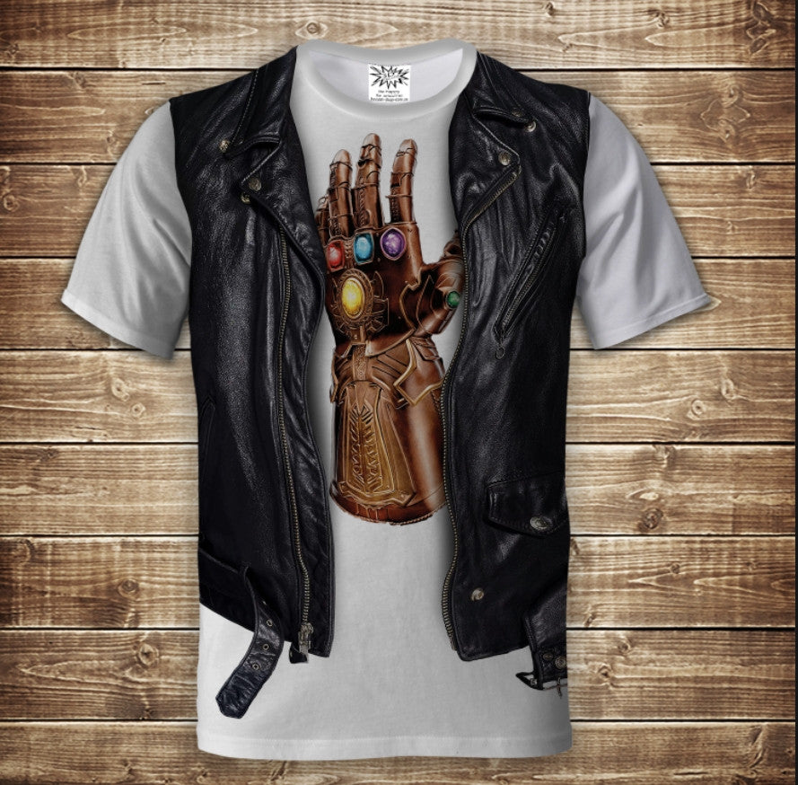 Camiseta 3D All Over Print Camiseta 2 en 1 + chaleco Mano de Thanos Tallas Adulto y Niño