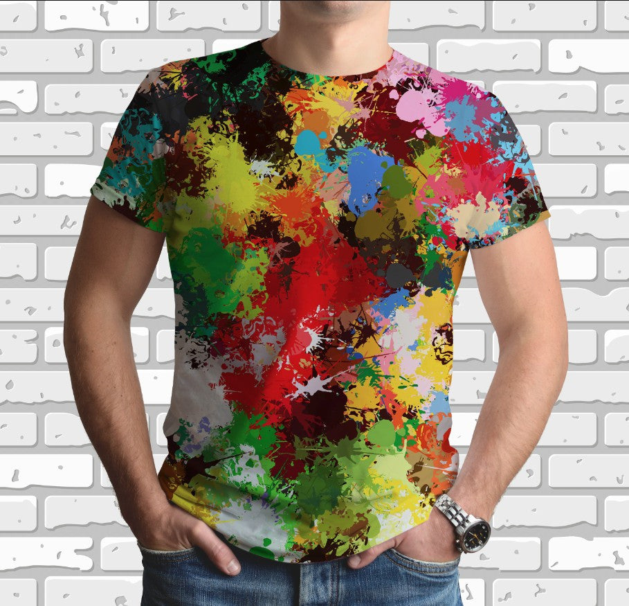 Camiseta con estampado integral en 3D y tema artístico de acuarela