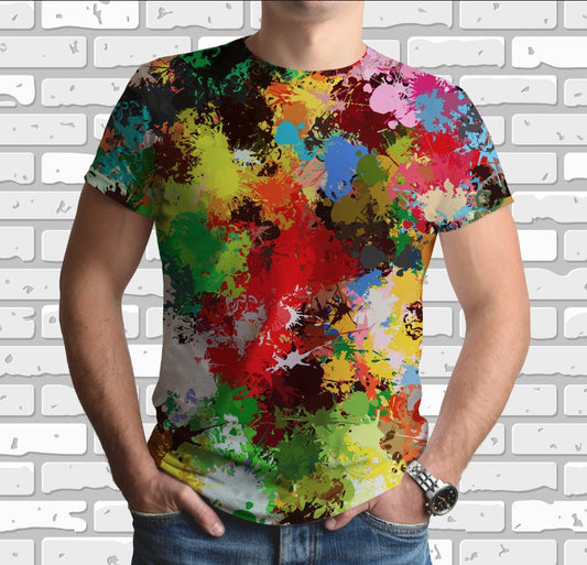 T-shirt 3D All Over Print with Watercolor Art Theme