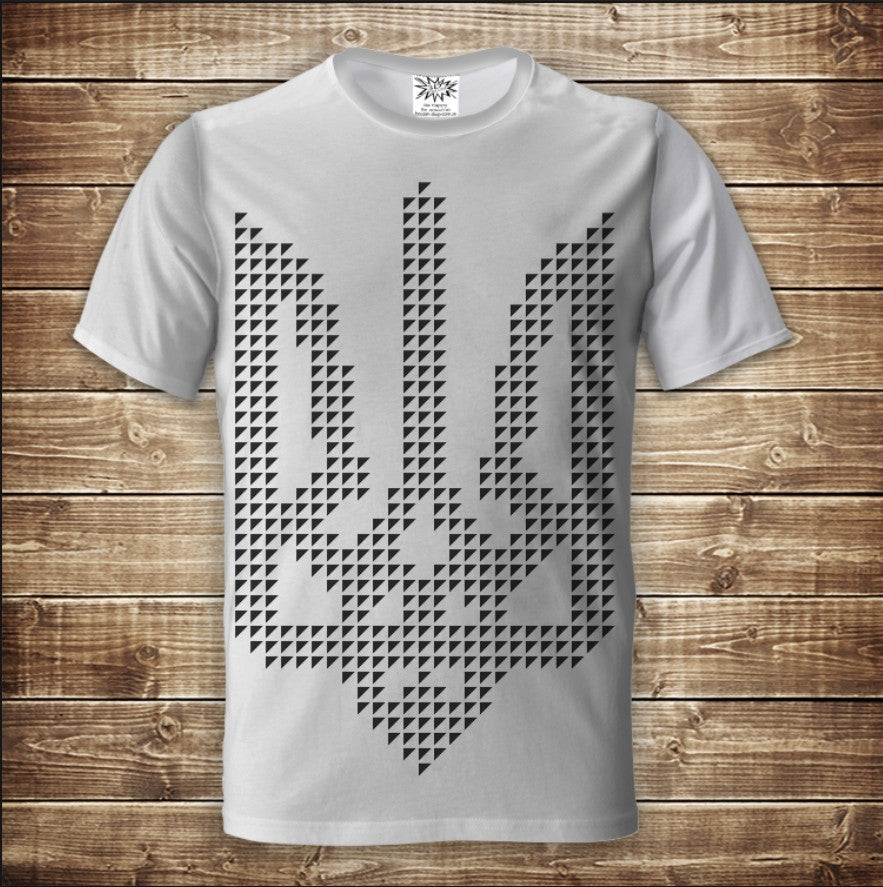 T-shirt 3D All Over Print with Trident Coat of Arms of Ukraine Adult and Children Sizes