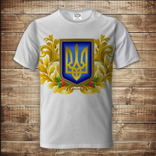 T-shirt 3D All Over Print with Trident Symbols of Ukraine Adult and Children Sizes