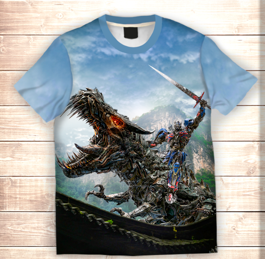 T-shirt 3D All Over Print Optimus Prime with a sword