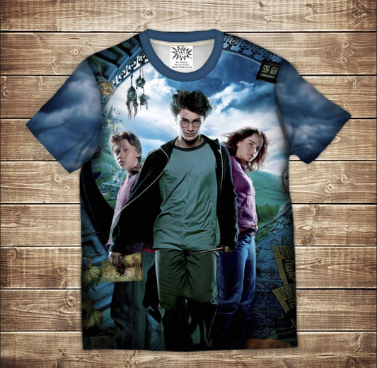 Camiseta 3D All Over Print Harry Potter y el Mapa del Merodeador. Tallas de niño y adulto.