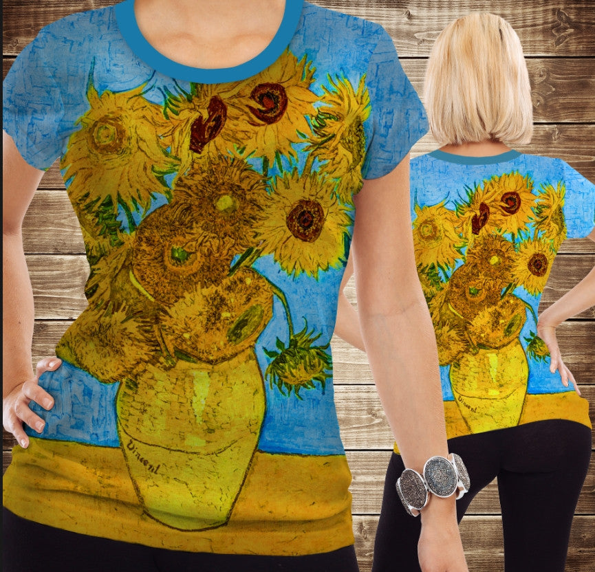 Camiseta 3D All Over Print Girasoles Van Gogh