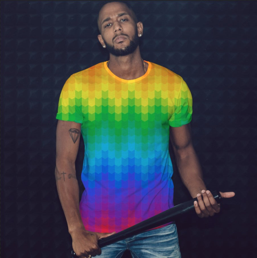 T-shirt 3D All Over Print with a Rainbow Pattern