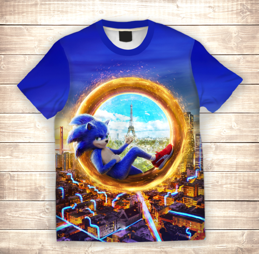 Camiseta 3D All Over Print Sonic y Portal