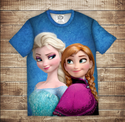 Camiseta 3D All Over Print Frozen Heart Tallas Adulto y Niño