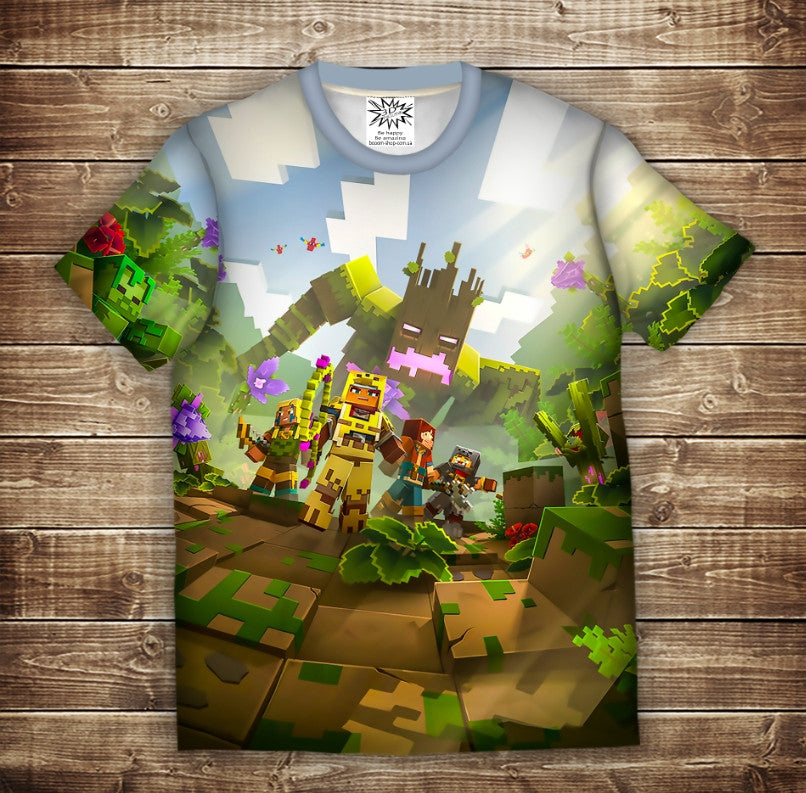 T-shirt 3D All Over Print Minecraft Jungle Children and Adult Sizes